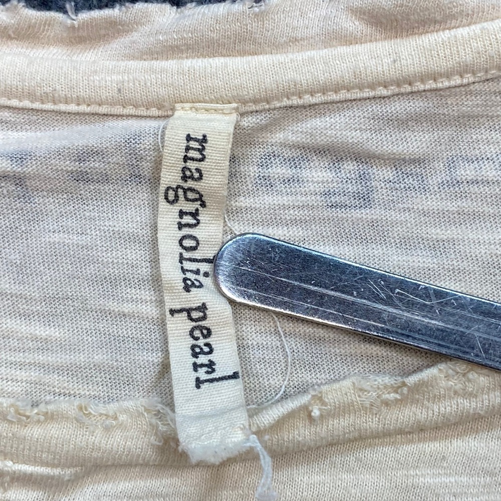Magnolia Pearl The Waterboys TShirt Sz OS Womens Beige Boho Distressed Tee - Picture 3 of 7